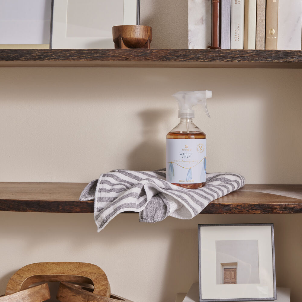 Thymes Washed Linen Wood Cleaning Spray on shelf image number 2